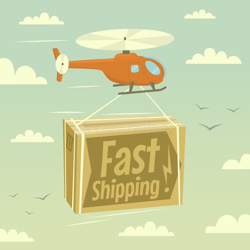 Helicopter and fast shipping stock illustration