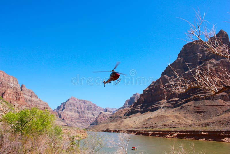 Helicopter flying over Grand Canyon National Park