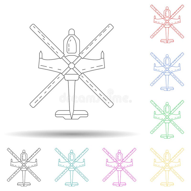Helicopter multi color set icon. Simple thin line, outline vector of army icons for ui and ux, website or mobile application royalty free illustration
