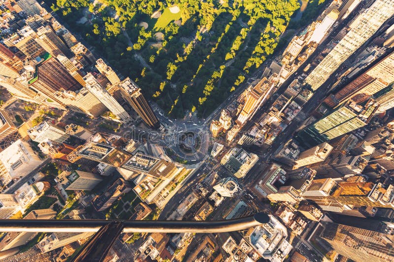 Helicopter view of Columbus Circle and Central Park in New York City royalty free stock photo Helicopter view of Columbus Circle and Central Park in New York City royalty free stock photo
