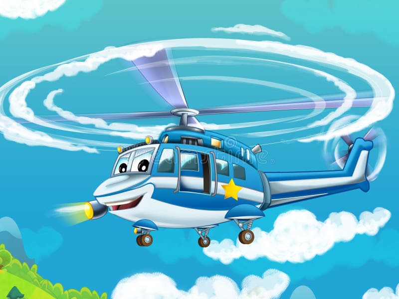 Helicóptero dos desenhos animados - ilustração para as crianças ilustração stock Helicóptero dos desenhos animados - ilustração para as crianças ilustração stock