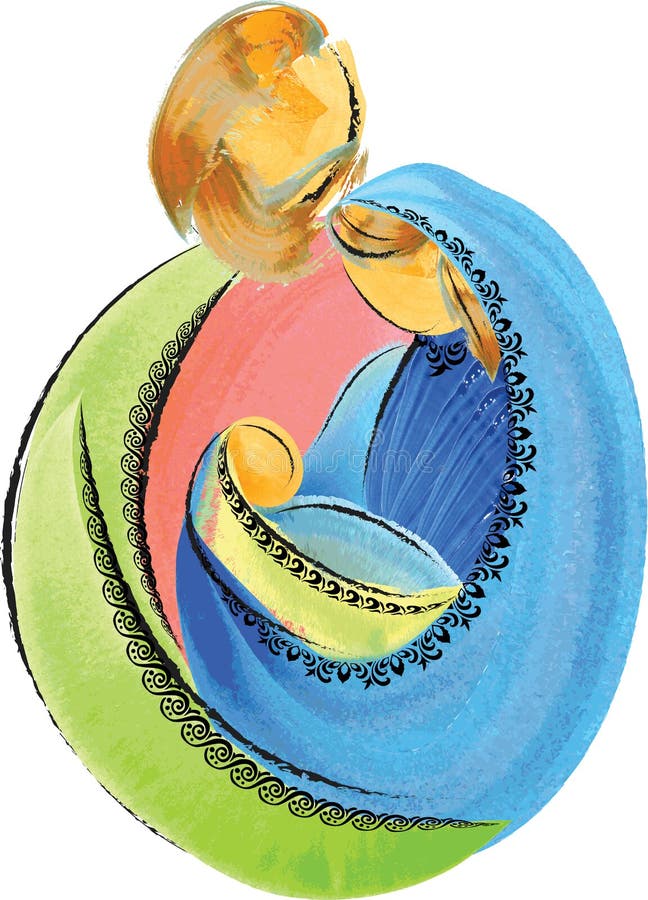 Helig konstnärlig abstrakt Kristi födelse Chr för familj Jesus Mary och Joseph stock illustrationer Helig konstnärlig abstrakt Kristi födelse Chr för familj Jesus Mary och Joseph stock illustrationer