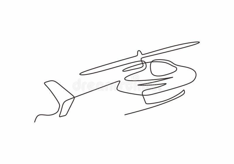 Helikopter, kontinuerlig vektor för en linjekorteckningsminimalism Temadesign för transportfordon - enskiss av handtaget royaltyfri illustrationer
