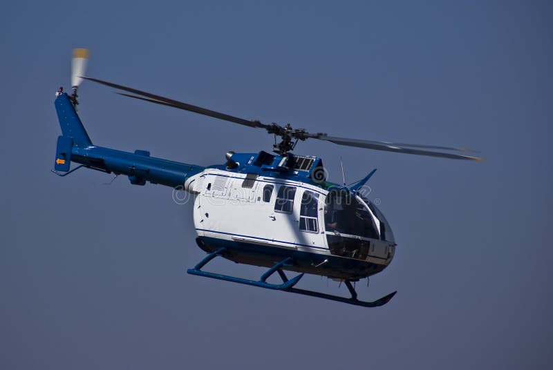 The MBB Bo 105 is a light, twin-engine, multi-purpose utility helicopter developed by Bölkow of Stuttgart, Germany. Production began under Messerschmitt-Bölkow-Blohm (MBB), hens the name prefix in its model name. Production of the Bo 105 ceased in 2001. The MBB BO105s, commonly used by the many law enforcement agencies (police forces, etc) around the world, for a multitude of crime fighting activities. The MBB Bo 105 is a light, twin-engine, multi-purpose utility helicopter developed by Bölkow of Stuttgart, Germany. Production began under Messerschmitt-Bölkow-Blohm (MBB), hens the name prefix in its model name. Production of the Bo 105 ceased in 2001. The MBB BO105s, commonly used by the many law enforcement agencies (police forces, etc) around the world, for a multitude of crime fighting activities.