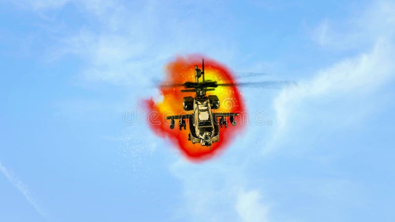 Helikopter som framme flyger av explosion royaltyfri foto Helikopter som framme flyger av explosion royaltyfri foto