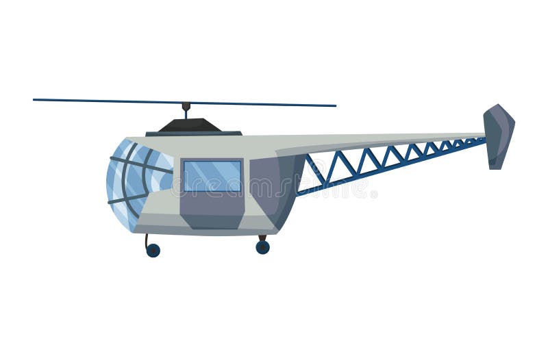 Helikopterteckning. Flygtransport med propeller isolerad på vitt. vektorkompassat flygplan för rotorplan royaltyfri illustrationer