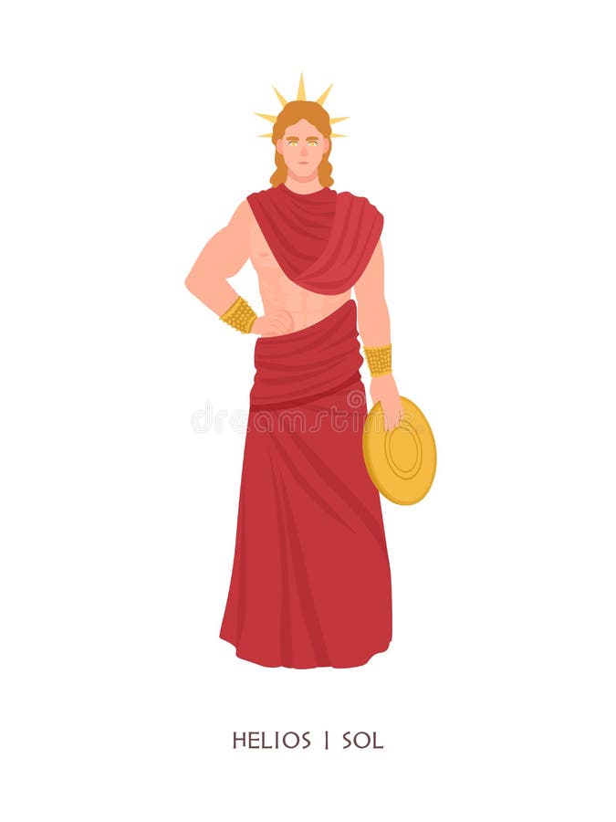 Helios ou solenoide - deus do olímpico ou deidade de Sun na religião e na mitologia gregas e romanas Ponto luminoso vestindo do c