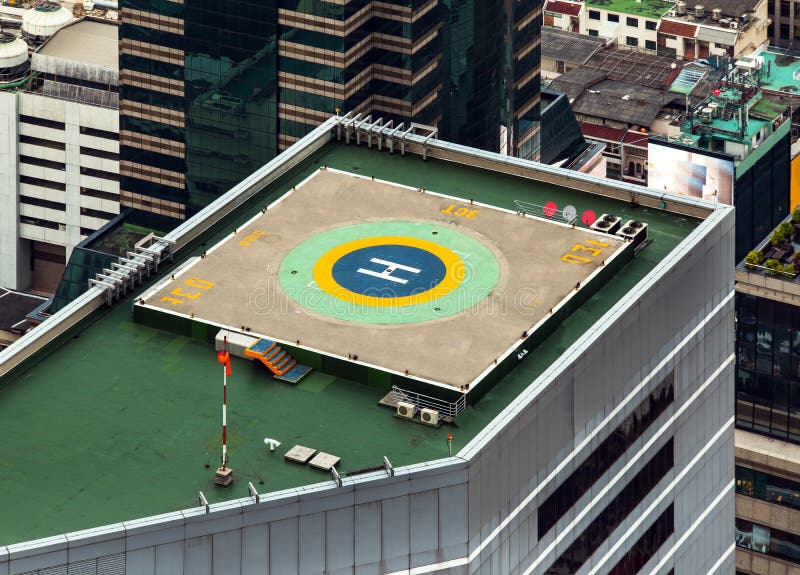 Helipad &x28;Helicopter landing pad&x29; on roof top building.