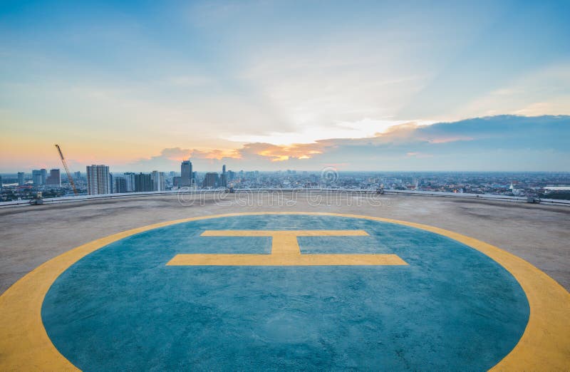 Helipad on top of the building stock photography Helipad on top of the building stock photography