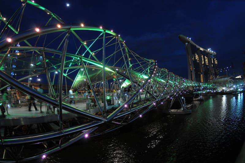 Helix Bridge and skyscraper