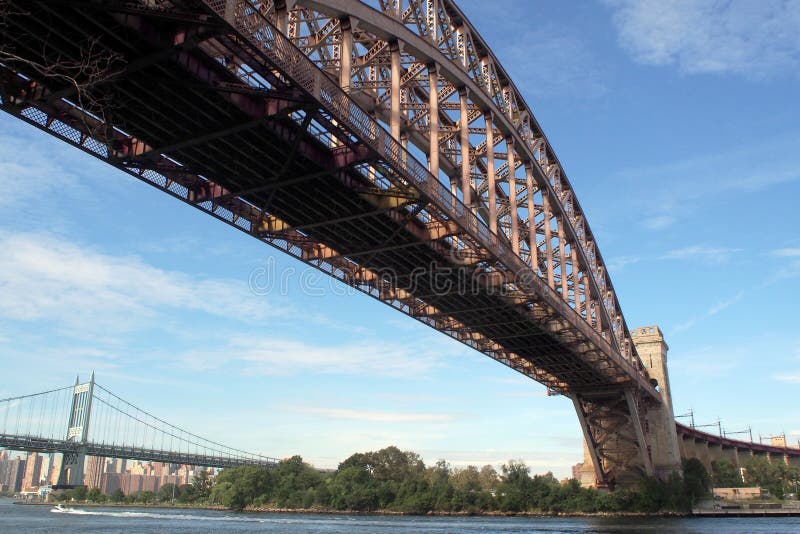 Hell Gate Bridge and Triborough Bridge, view from Astoria Park, Queens, NY royalty free stock images