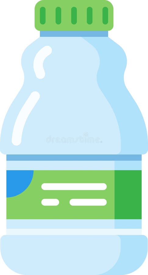 Hellblaue Plastikflasche mit grüner Verschlusskappe, die erfrischendes Getränk enthält und einen gesunden Lebensstil fördert, idea stock abbildung