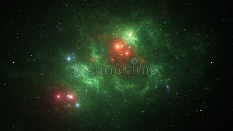 Helle Farben beleuchten die Weite des Raums, während ein kosmischer Nebel Sternenstürme und wirbelnde Gase offenbart. Diese Himmel lizenzfreie abbildung