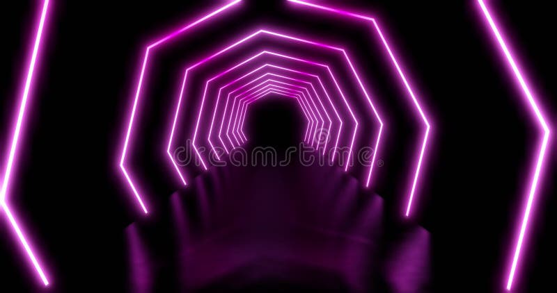 Helle Neonwege oder glühende achteckige abstrakte Lichter- 4k