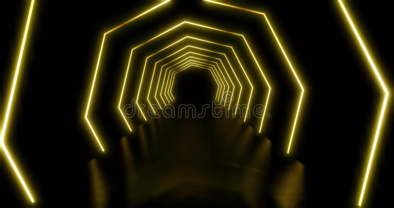 Helle Neonwege oder glühende achteckige abstrakte Lichter- 4k