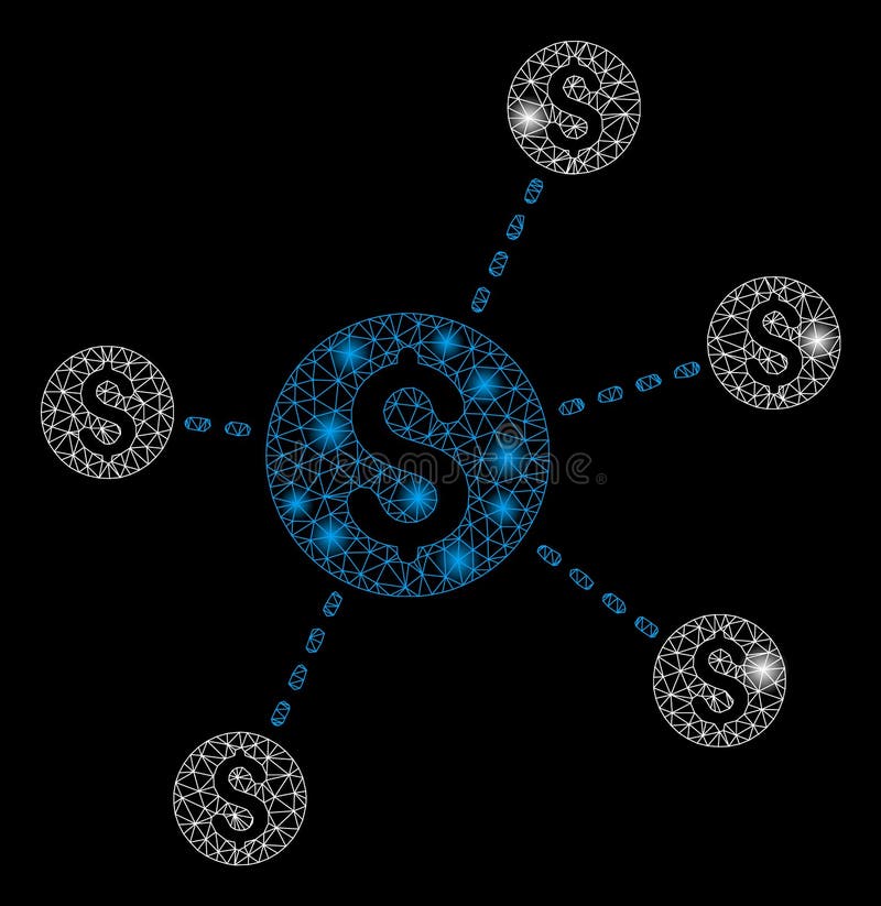 Heller Mesh Carcass Dollar Network Nodes mit grellen Stellen vektor abbildung Heller Mesh Carcass Dollar Network Nodes mit grellen Stellen vektor abbildung