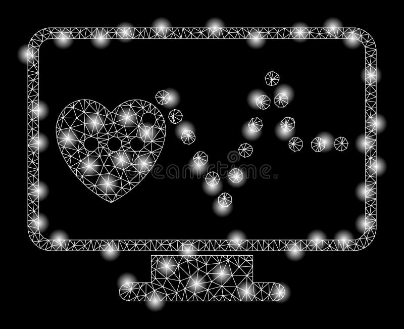 Heller Mesh Network Cardio Monitoring mit grellen Stellen vektor abbildung