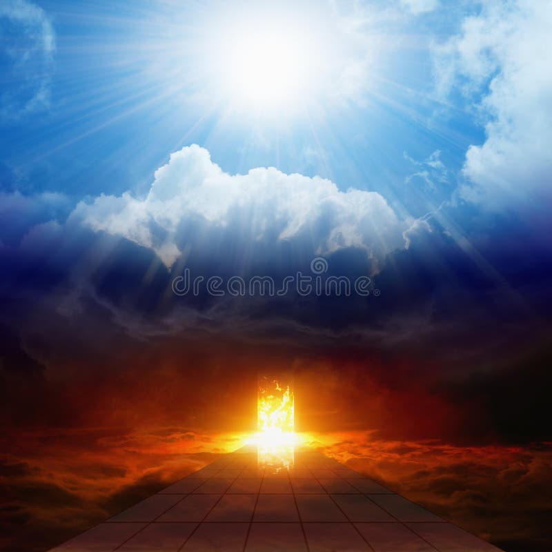 Helles Licht vom Himmel, Straße zur Hölle, Himmel und Hölle lizenzfreies stockbild Helles Licht vom Himmel, Straße zur Hölle, Himmel und Hölle lizenzfreies stockbild