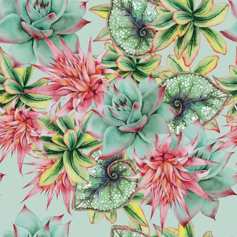Helles nahtloses Muster mit Blättern und Succulents Dekoratives Bild einer Flugwesenschwalbe ein Blatt Papier in seinem Schnabel vektor abbildung Helles nahtloses Muster mit Blättern und Succulents Dekoratives Bild einer Flugwesenschwalbe ein Blatt Papier in seinem Schnabel vektor abbildung