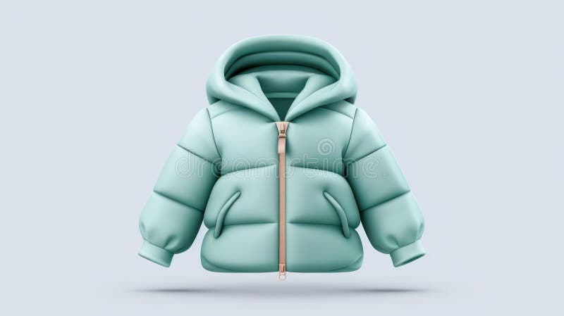 Hellgrüne smaragdgrüne Winterjacke für Kinder mit einer gemütlichen Kapuze und wasserdichtem Design perfekt für kühle Tage vektor abbildung
