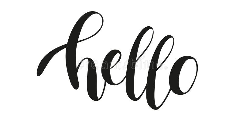 Hello There Lettering Script Black On White Background Stock