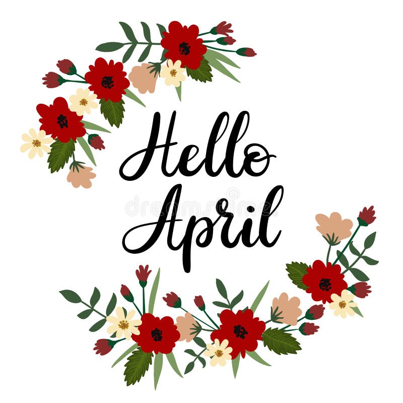 Hello April Hand Lettering Greeting Card Handwritten Text