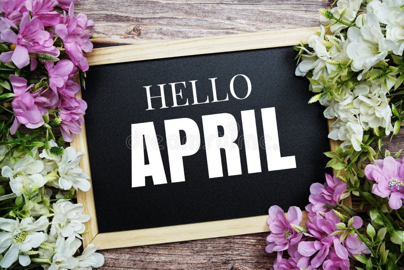 Hello April Alphabet Letters on Wooden Background Stock Image - Image ...