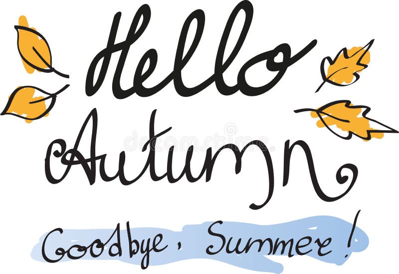 Bye Bye Summer Time Lettering. Calligraphy End Of Summer Postcard