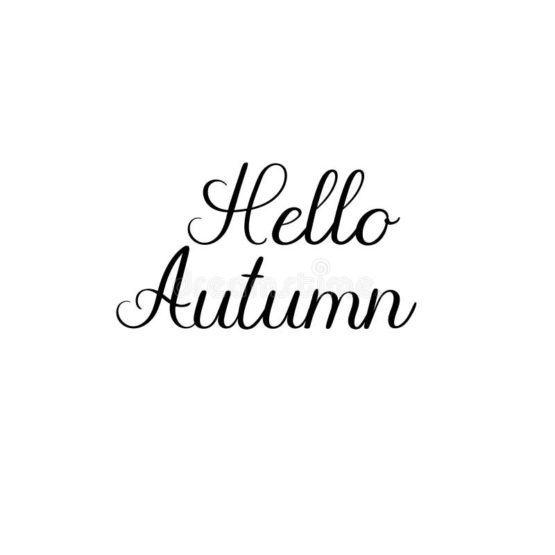 Hello Autumn Handwritten Text Autumn Greeting Card Postcard Poster