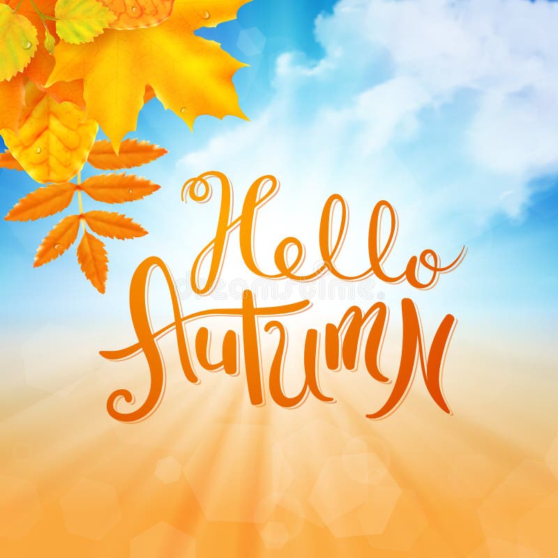 Hello autumn stock vector. Illustration of outdoor, card - 60762626