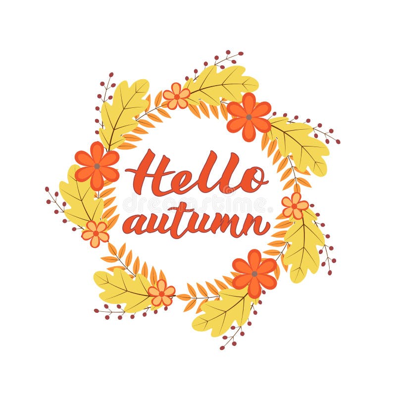 Hello Autumn Written With Brush Pen Calligraphy Handwritten Lettering