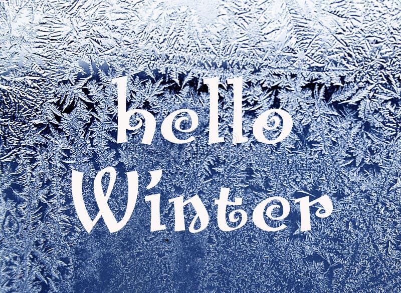 Hello-de Winter Ijzig natuurlijk patroon op de wintervenster Vorstpatronen op glas royalty-vrije stock fotografie Hello-de Winter Ijzig natuurlijk patroon op de wintervenster Vorstpatronen op glas royalty-vrije stock fotografie