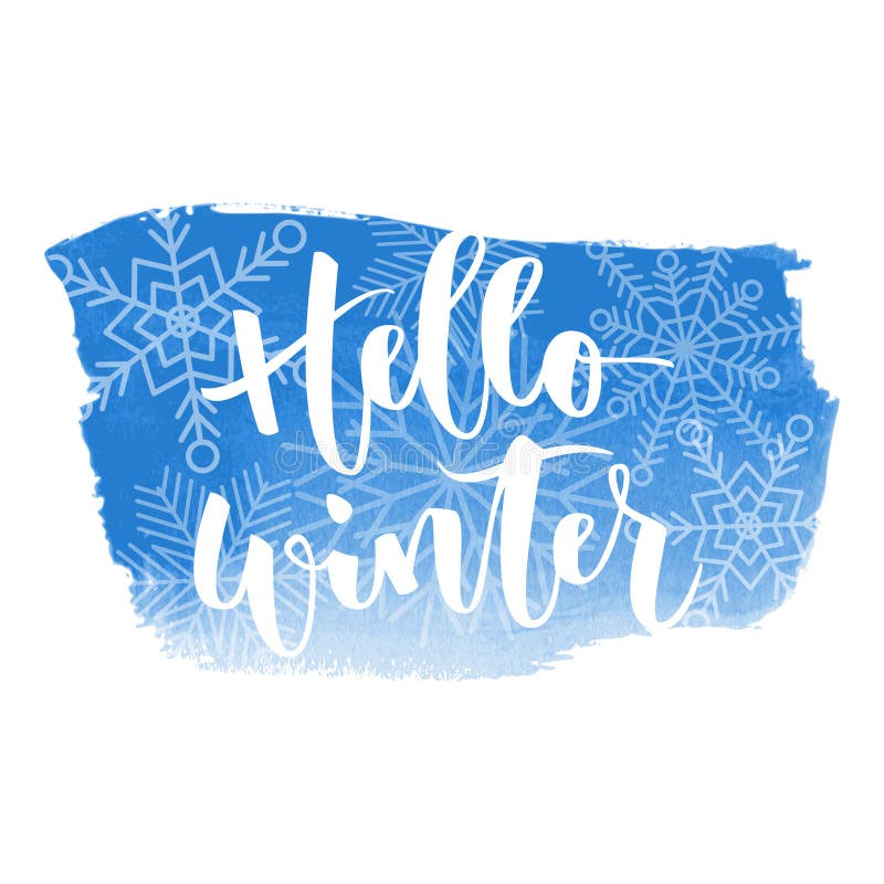 Hello-de winterhand geschreven inschrijving stock illustratie Hello-de winterhand geschreven inschrijving stock illustratie