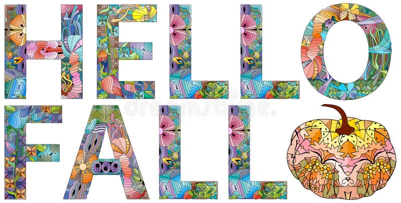 Hello Fall lettering phrase. Isolated vector calligraphy. stock illustration