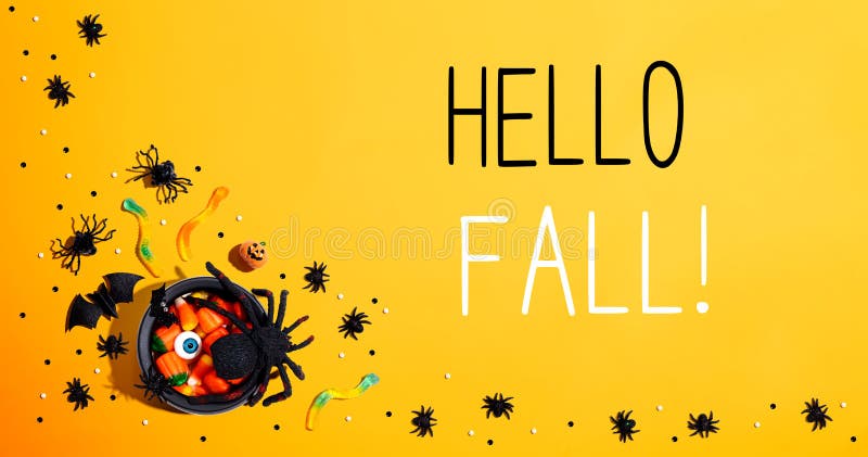 Hello fall message stock photography