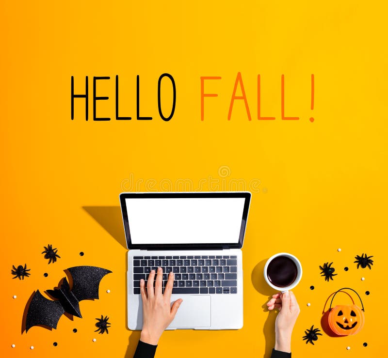 Hello fall message stock photo