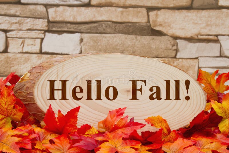 Hello Fall message stock photography