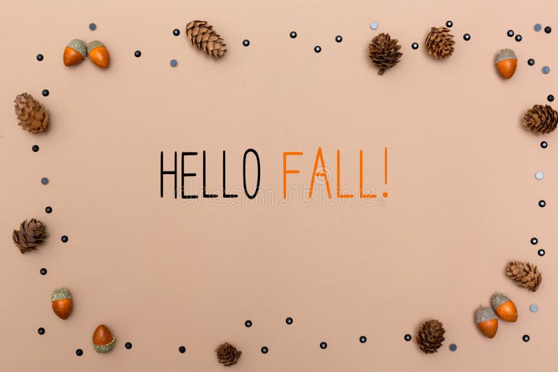 Hello fall messagewith autumn theme royalty free stock photos