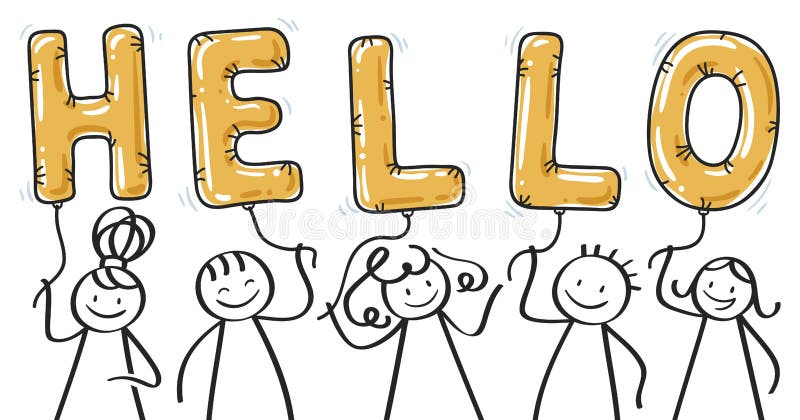Hello Gruppe Von Strichmannchen Mit Goldgelben Ballonbriefen Begrussungsanschrift Hochzeit Kinder Die Hallo Sagen Vektor Abbildung Illustration Von Karte Abbildungen Hello Gruppe Von Strichmannchen Mit Goldgelben Ballonbriefen Begrussungsanschrift Hochzeit Kinder Die Hallo Sagen Vektor Abbildung Illustration Von Karte Abbildungen