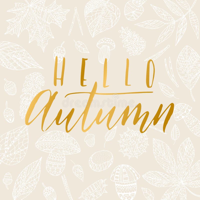 Hello höstkort stock illustrationer Hello höstkort stock illustrationer