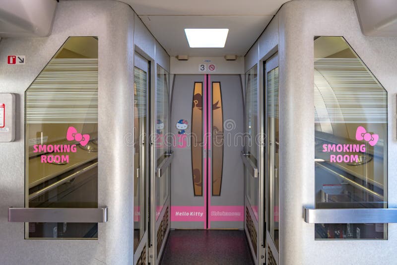 Hello Kitty Shinkansen bullet train, service on Sanyo Shinkansen line