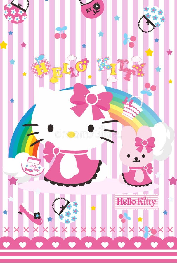 Hello Kitty Vector Wallpaper Printable Stock Illustration ...