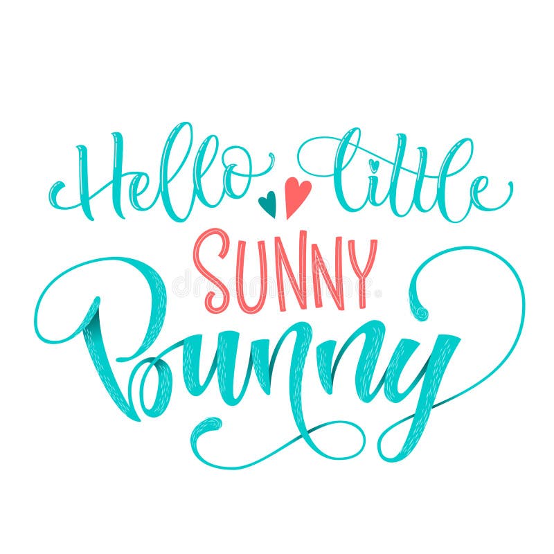 Premium Vector  Little bunny quotes set in pink, blue colors. hand draw  calligraphy script and grotesque lettering.