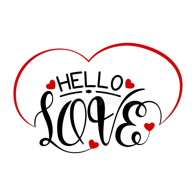  Hello  Love  Text Vector Card Design For Valentine s Day 