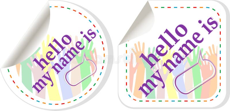 Hello my name is color signs sticker set