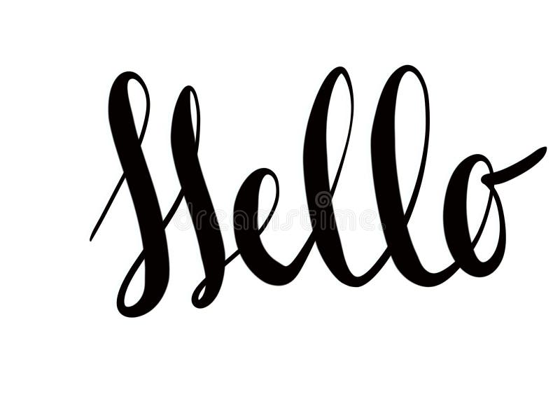 Hello sign on white background, isolated, illustration. Handwritten calligraphy black text Hello stock illustration