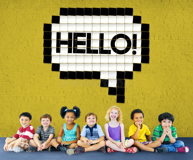Hello Speech Bubble Technology Graphic Concept stock photo