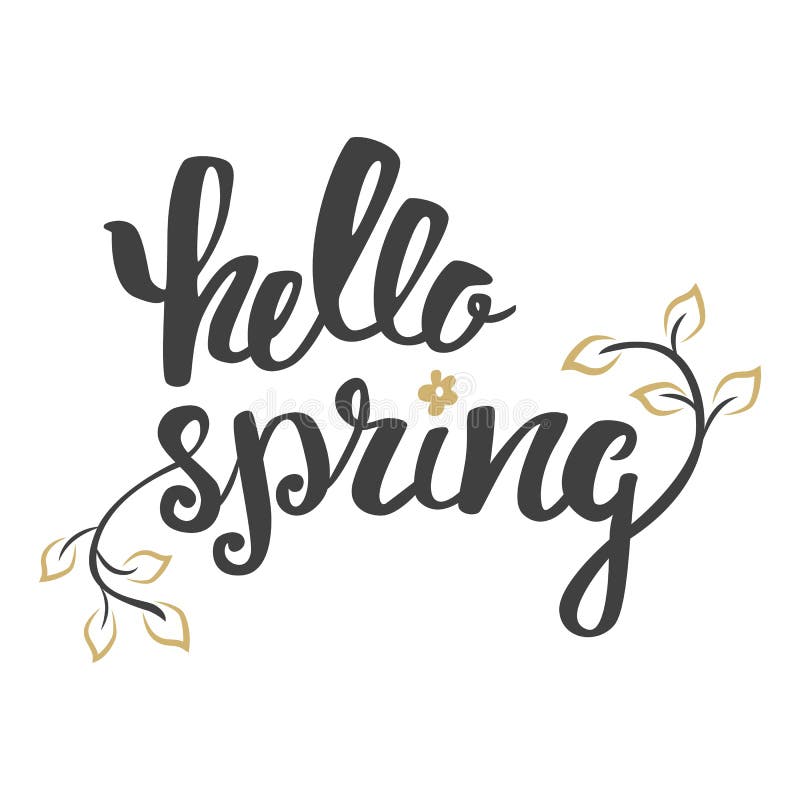 Hello Spring. Hand Lettering, Calligraphy Inscription Stock Vector ...