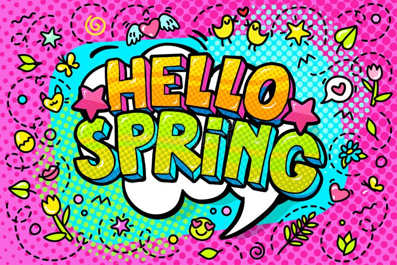 Hello, Spring word bubble. stock vector. Illustration of spring - 136023345