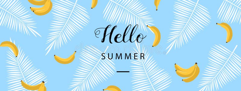 Hello Summer Banner. Flat Style Summer Background. Trendy Summer Wallpaper  with Fruit Stock Vector - Illustration of label, summer: 112496597